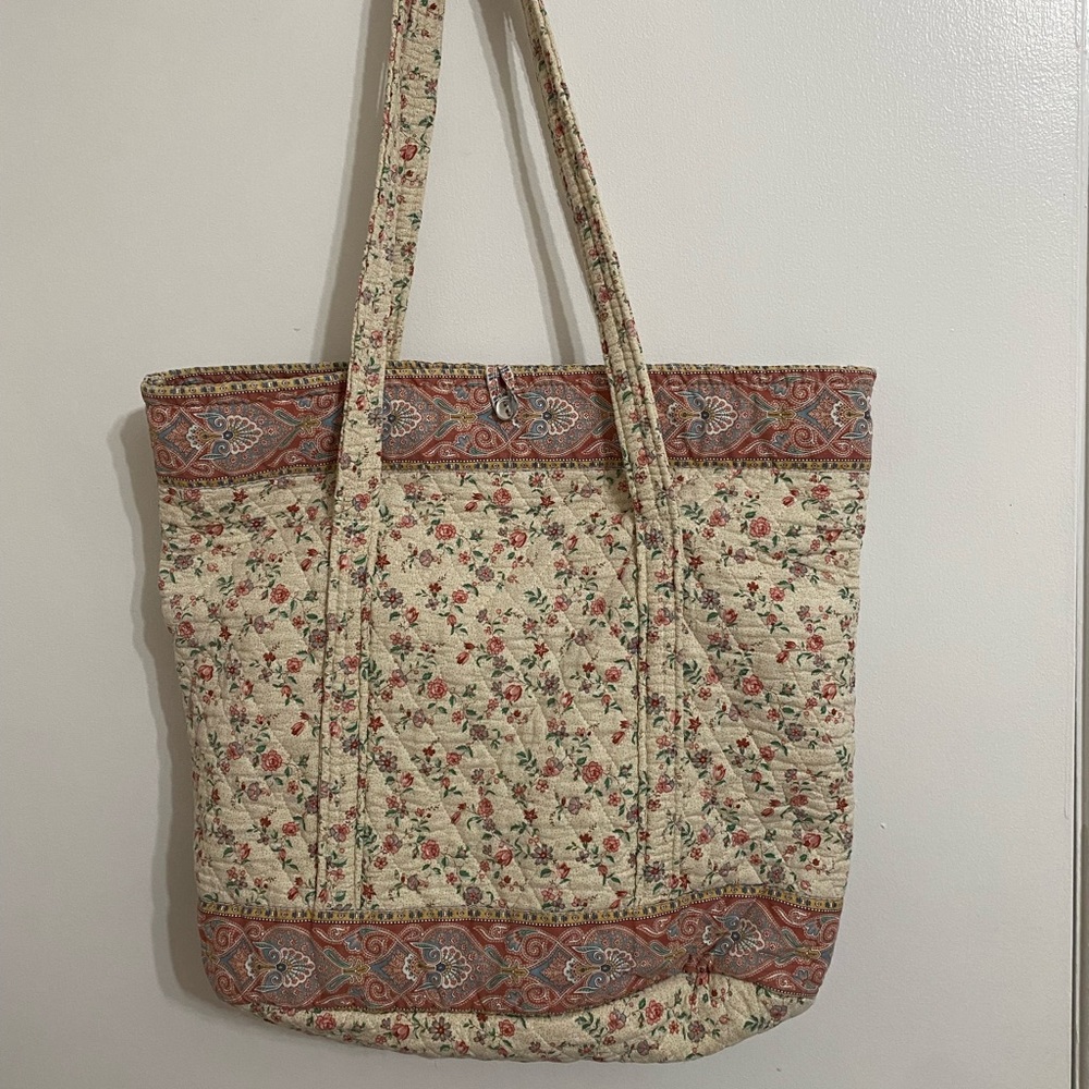 Vintage Vera Bradley Cream Indiana Tote Bag